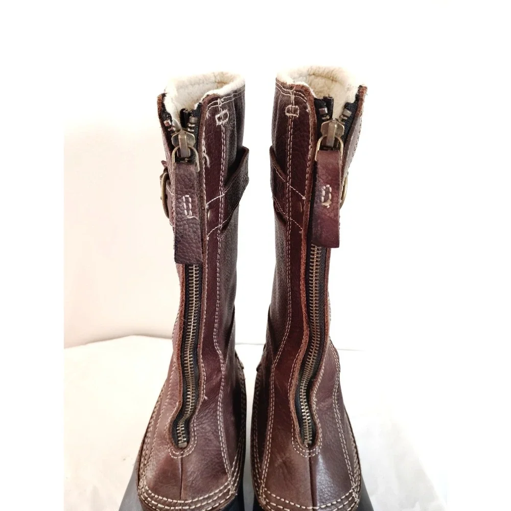 Sorel Brown Leather Rubber Duck Hunting Waterproof Winter Snow Boots Women 7.5